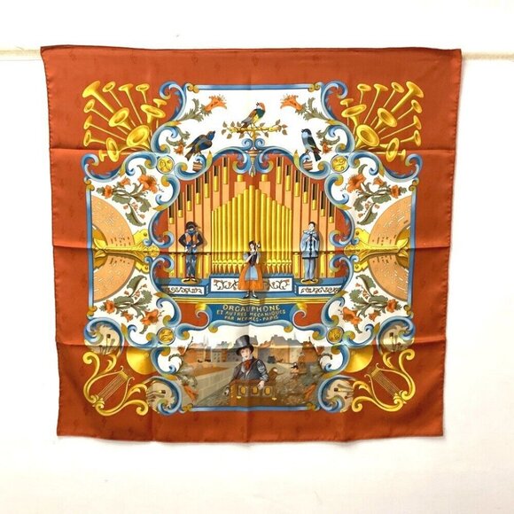 HERMES Carre90 ORGAUPHONE AND MECHANIQUES instruments Scarf Unused - Picture 1 of 14